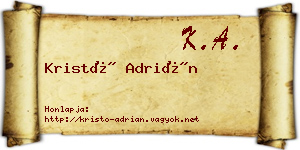 Kristó Adrián névjegykártya